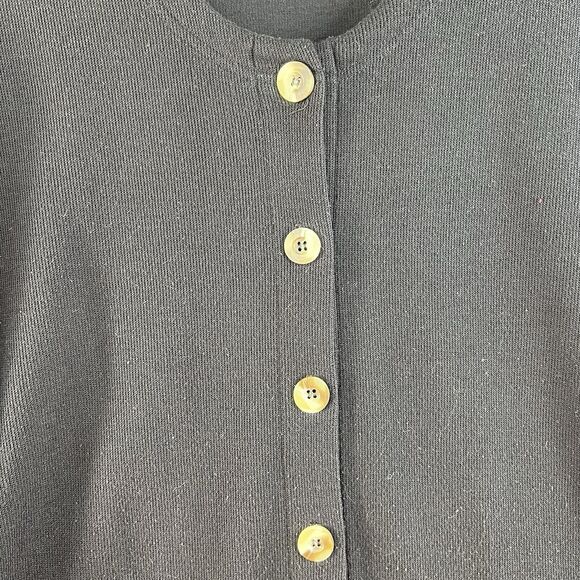 Vtg Express Tricot XS Cardigan Sweater Button Up Long Relax Black Whimsigoth - Picture 5 of 12